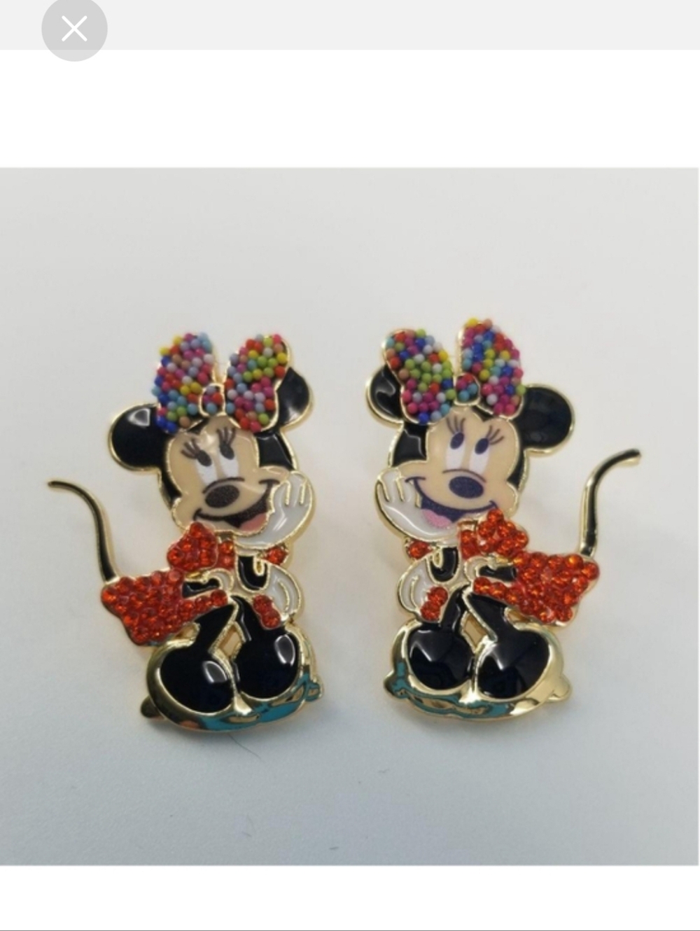 ✨️NWT Disney Minnie Mouse Earrings with Multicolor Bow and Red Dress